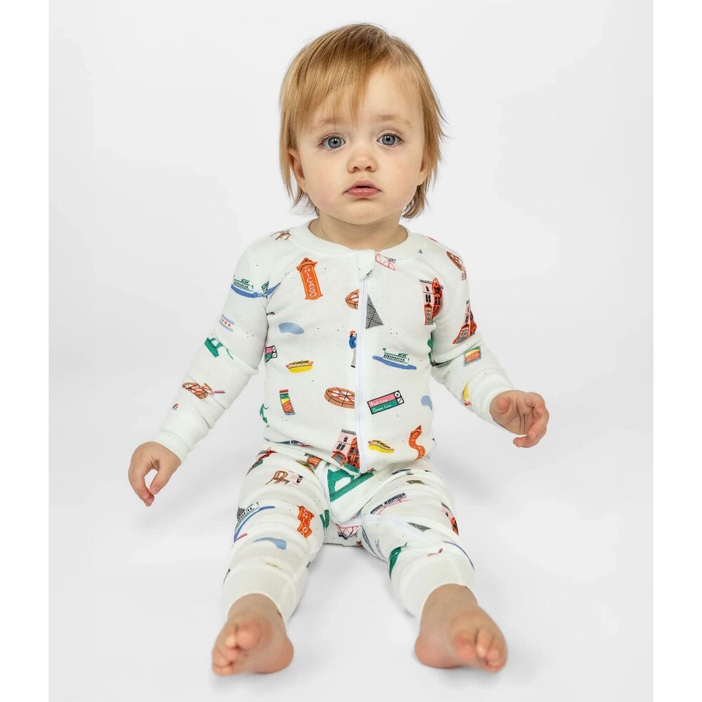 Smaller Things Goodnight Chicago Print Pajamas Baby Size 6-12 Months